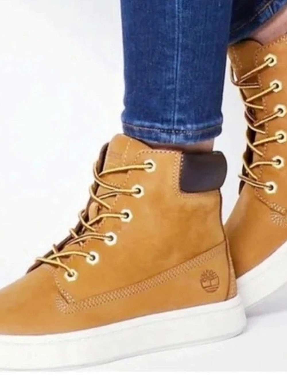 Timberland Skyla Bay High-Top Sneaker Boots Tan & White